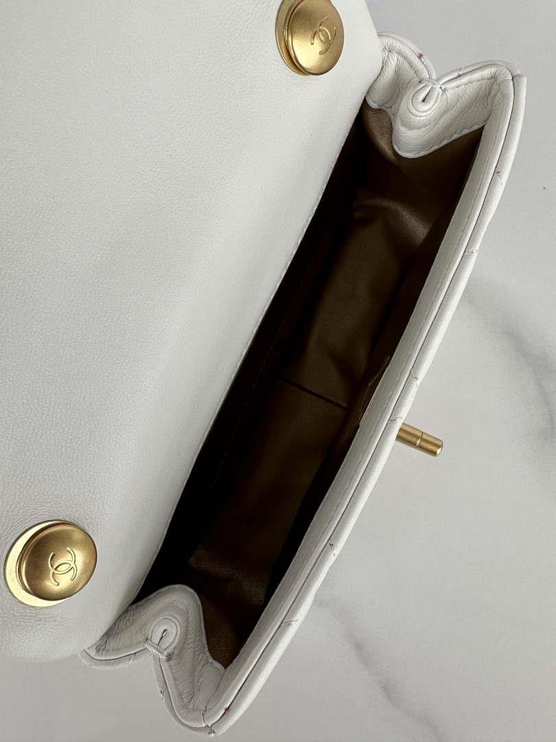 Chanel AS4868 Mini Flap Bag Pearly Lambskin Imitation Pearls & Gold-Tone Metal White