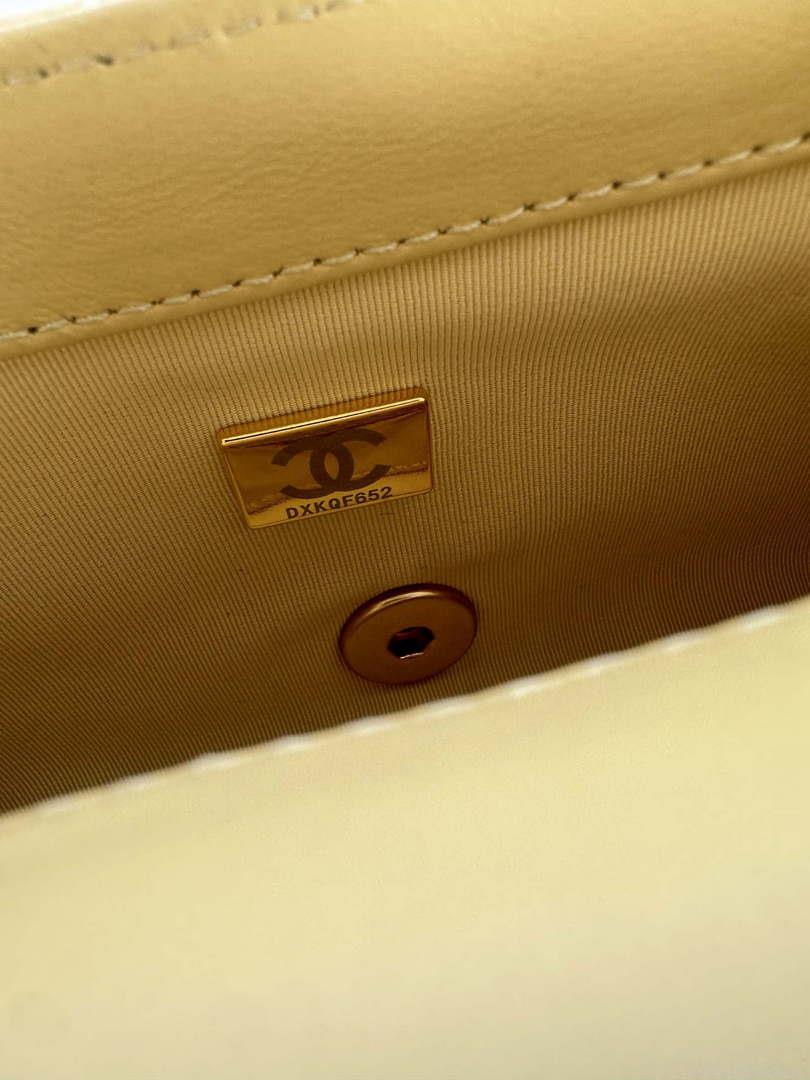 Chanel AS4868 Mini Flap Bag Pearly Lambskin Imitation Pearls & Gold-Tone Metal Yellow