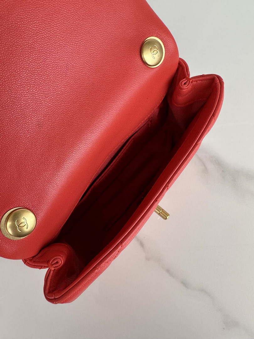 Chanel AS4868 Mini Flap Bag Pearly Lambskin Imitation Pearls & Gold-Tone Metal Red