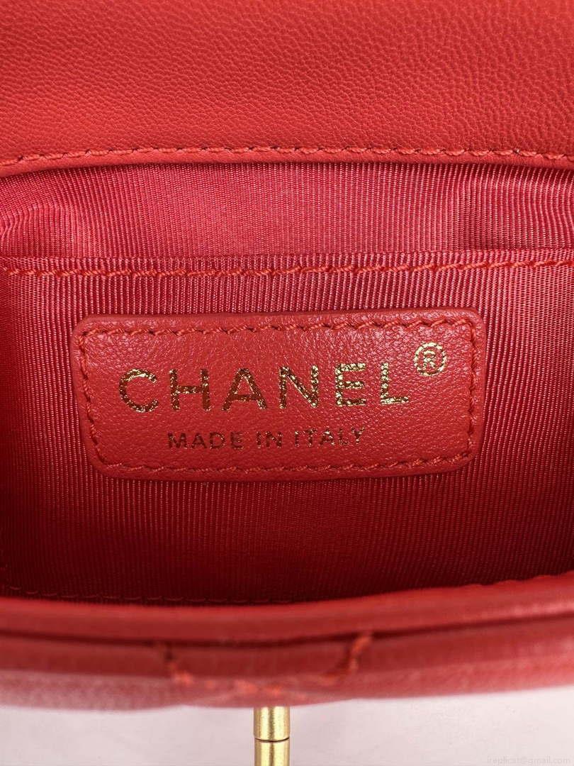 Chanel AS4868 Mini Flap Bag Pearly Lambskin Imitation Pearls & Gold-Tone Metal Red