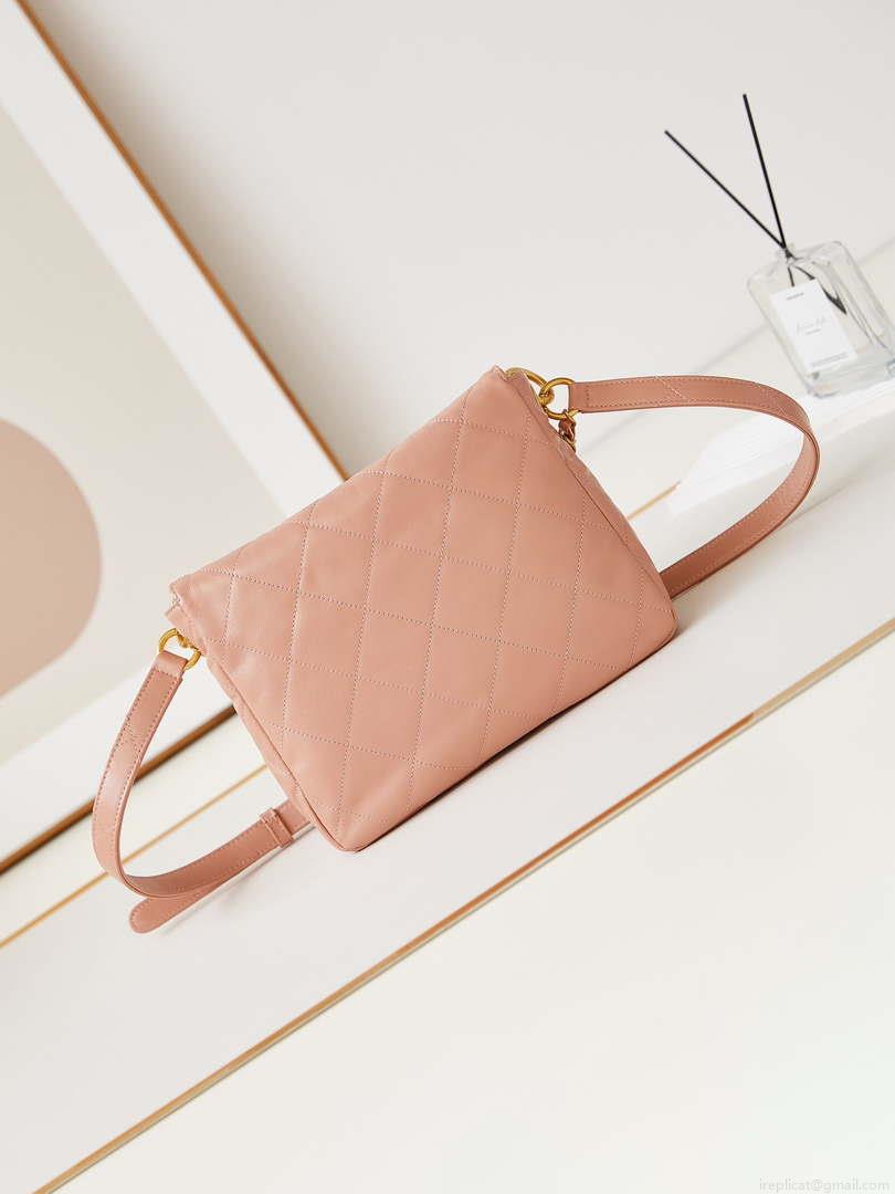 Chanel AS4743 Hobo Handbag Shiny Calfskin & Gold-Tone Metal Pink