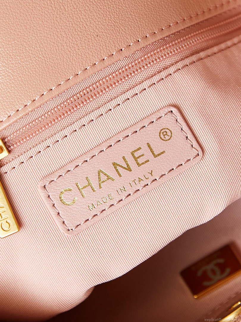 Chanel AS4743 Hobo Handbag Shiny Calfskin & Gold-Tone Metal Pink