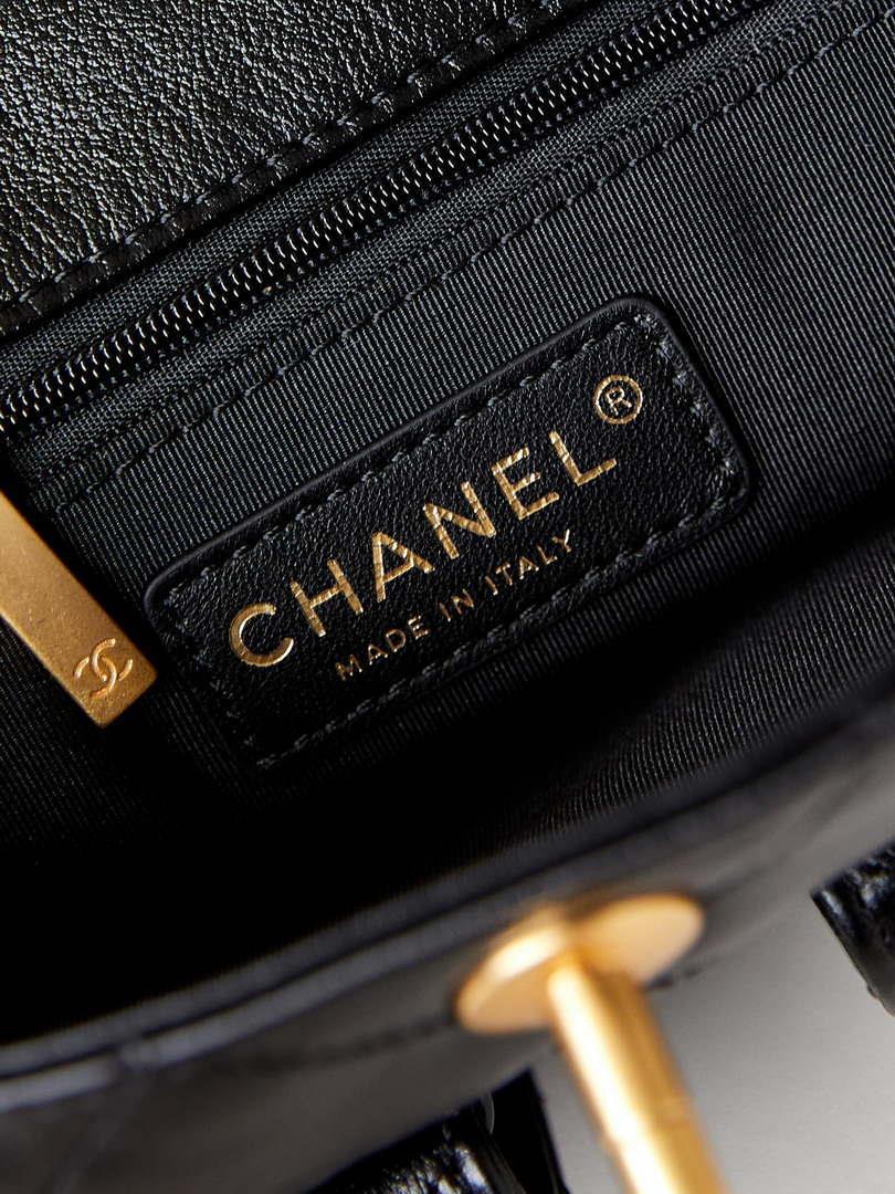Chanel AS4743 Hobo Handbag Shiny Calfskin & Gold-Tone Metal Black