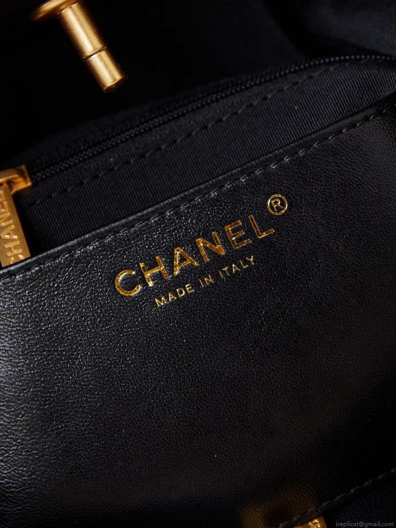 Chanel AS4754 24P New Hobo Bag Black Lambskin