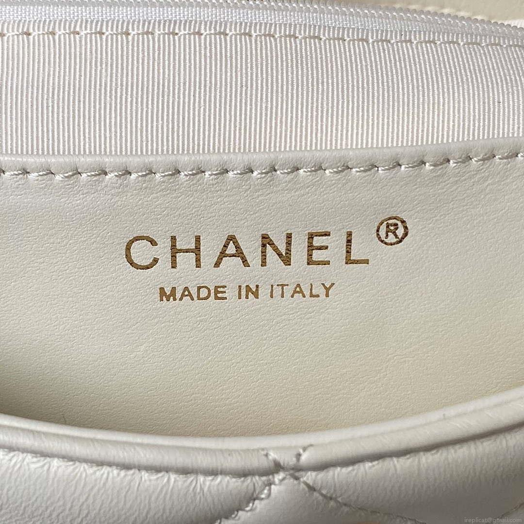 Chanel AS4754 24P New Hobo Bag White Lambskin