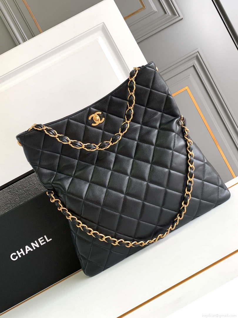 Chanel AS4777 24P New Hobo Bag Black Lambskin