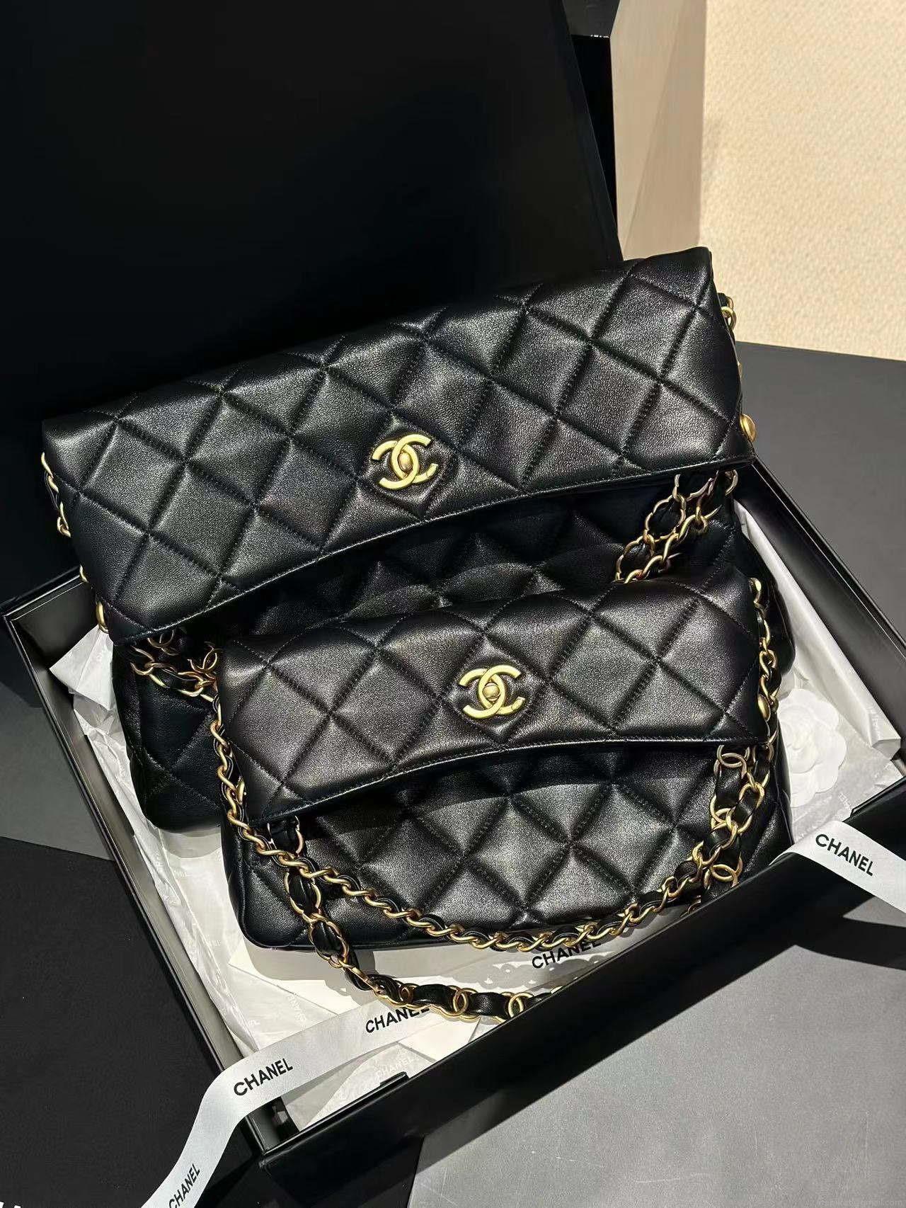 Chanel AS4777 24P New Hobo Bag Black Lambskin