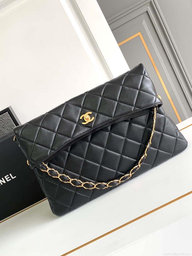 Chanel AS4777 24P New Hobo Bag Black Lambskin