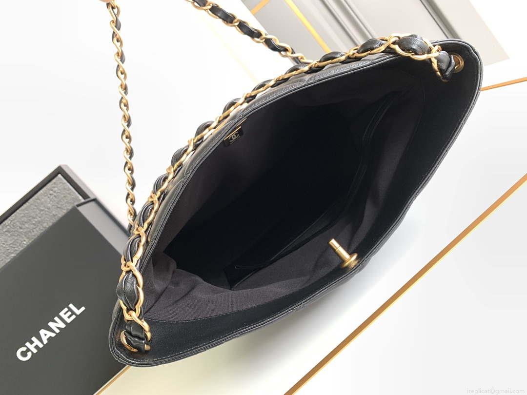 Chanel AS4777 24P New Hobo Bag Black Lambskin