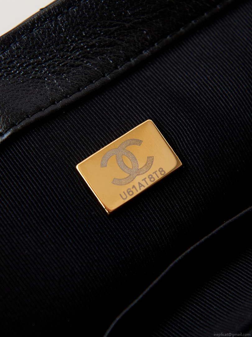 Chanel AS4740 Small Flap Bag Lambskin Lacquer & Gold-Tone Metal Black