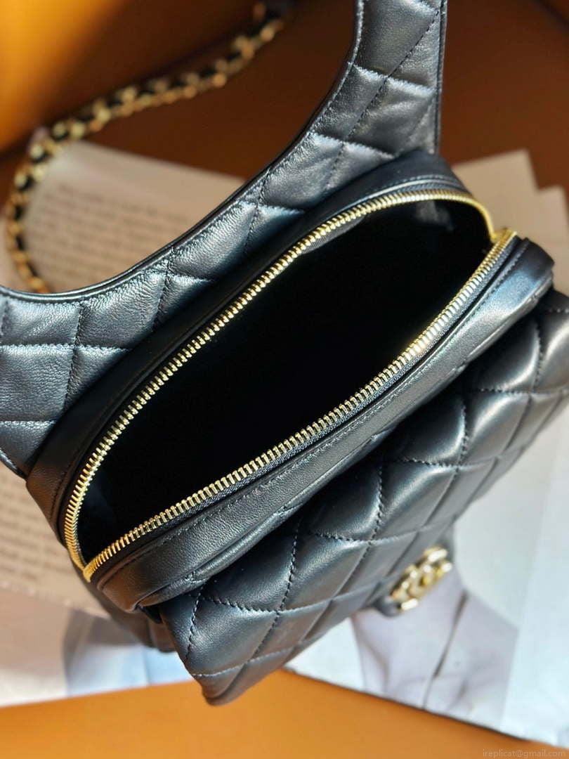 Chanel Backpack Metallic Lambskin & Gold-Tone Metal AS4621 Black