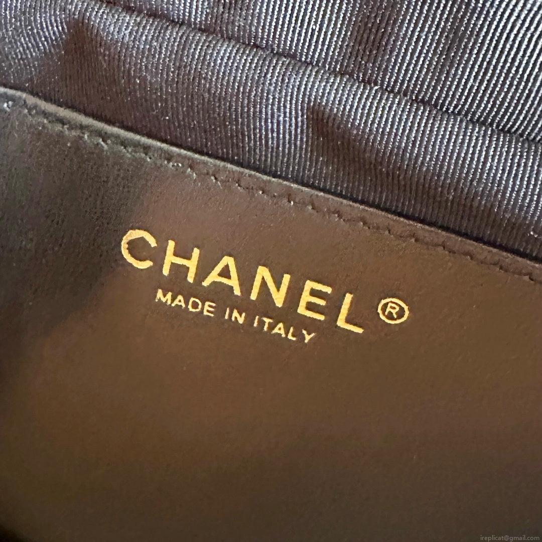 Chanel Backpack Metallic Lambskin & Gold-Tone Metal AS4621 Black