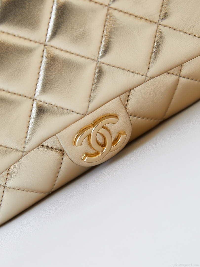 Chanel Backpack Metallic Lambskin & Gold-Tone Metal AS4621 Gold