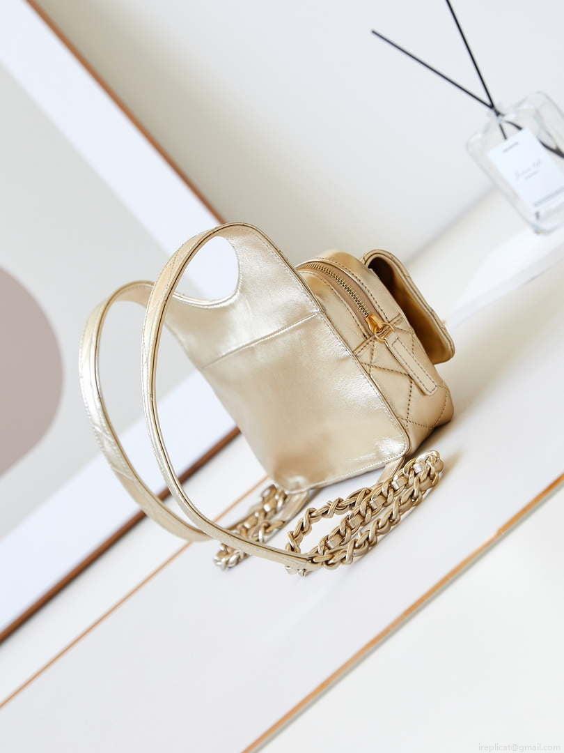 Chanel Backpack Metallic Lambskin & Gold-Tone Metal AS4621 Gold