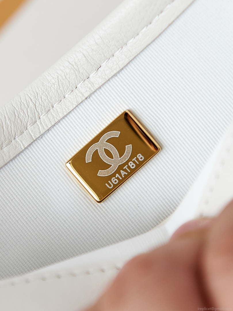 Chanel Messenger Bag Calfskin & Gold-Tone Metal AS4845 White Lambskin