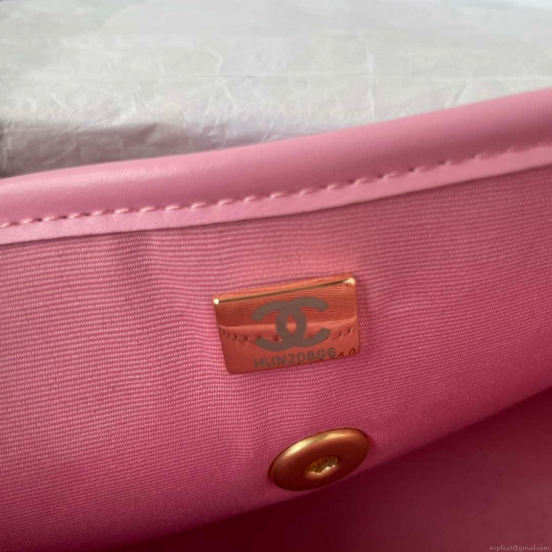 Chanel Messenger Bag Calfskin & Gold-Tone Metal AS4845 Pink Lambskin