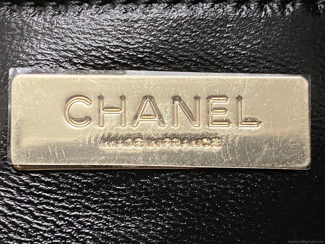 Chanel AS4854 Shopping Bag Shiny Lambskin & Gold-Tone Metal Black