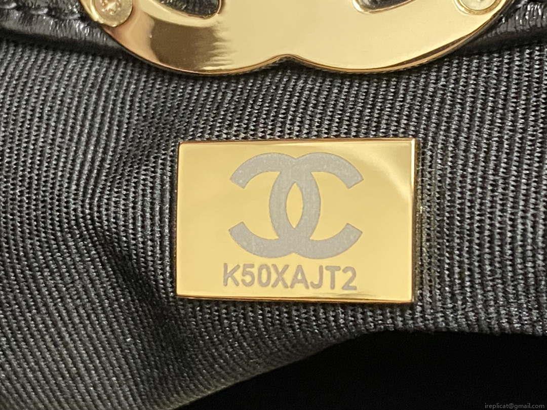 Chanel AS4854 Shopping Bag Shiny Lambskin & Gold-Tone Metal Black