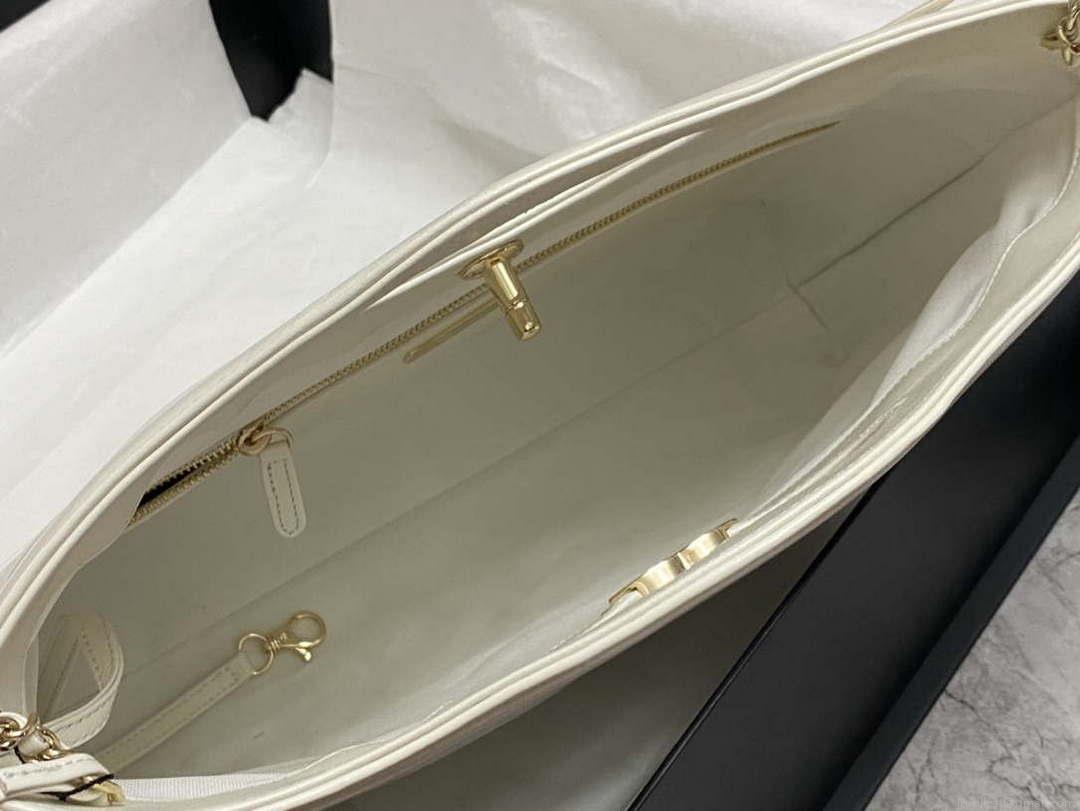 Chanel AS4854 Shopping Bag Shiny Lambskin & Gold-Tone Metal White