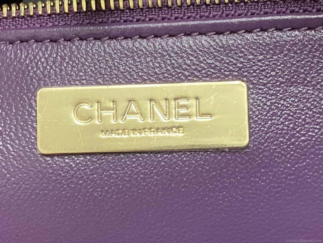 Chanel AS4854 Shopping Bag Shiny Lambskin & Gold-Tone Metal Purple