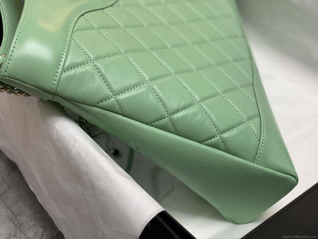 Chanel AS4854 Shopping Bag Shiny Lambskin & Gold-Tone Metal Green