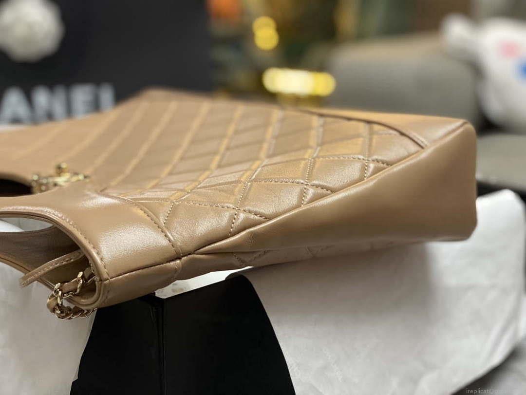 Chanel AS4854 Shopping Bag Shiny Lambskin & Gold-Tone Metal Brown