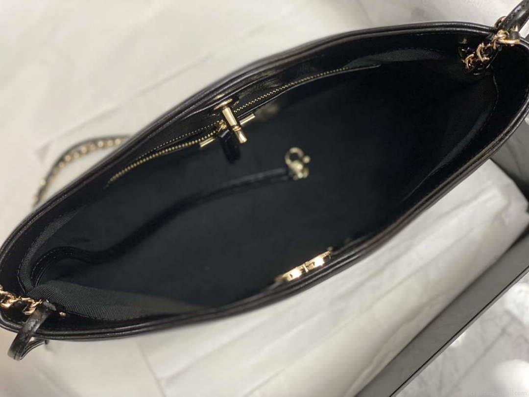 Chanel AS4853 Shopping Bag Shiny Lambskin & Gold-Tone Metal Black