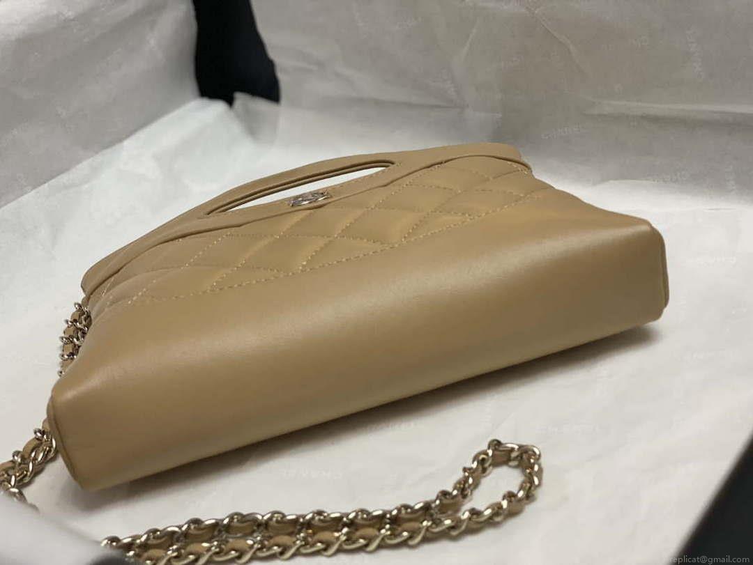 Chanel AP3656 Small Shopping Bag Shiny Lambskin & Gold-Tone Metal Brown