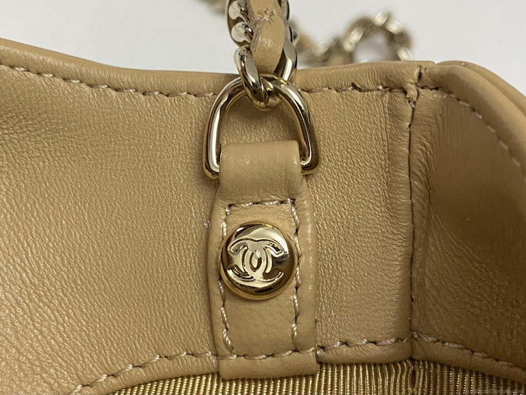 Chanel AP3656 Small Shopping Bag Shiny Lambskin & Gold-Tone Metal Brown