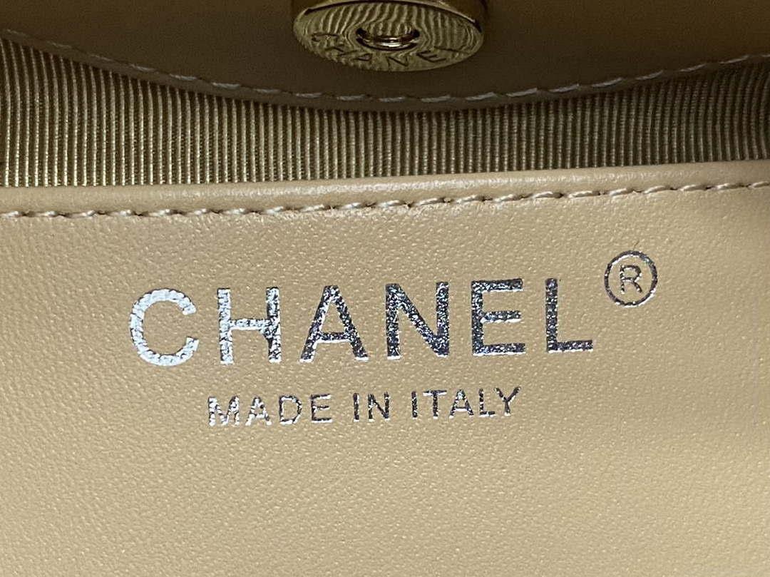 Chanel AP3656 Small Shopping Bag Shiny Lambskin & Gold-Tone Metal Brown