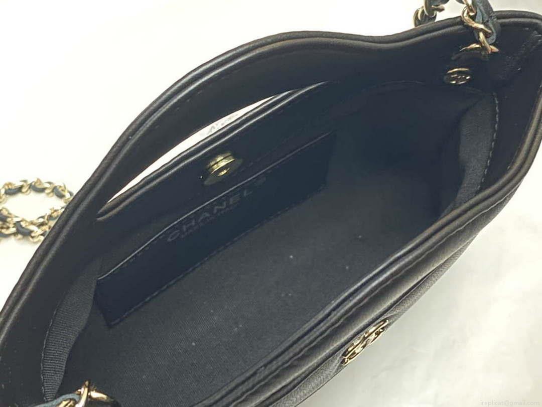 Chanel AP3656 Small Shopping Bag Shiny Lambskin & Gold-Tone Metal Black