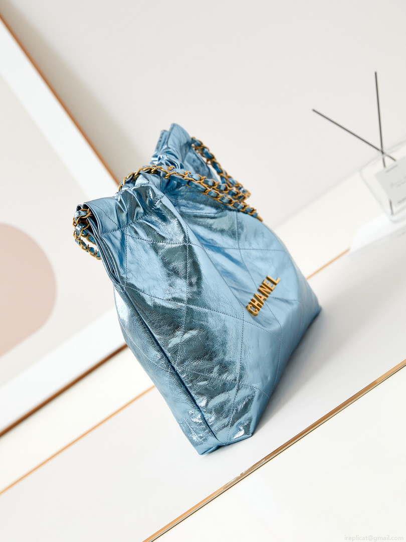 Chanel 22 HandBag Fantasy color Calfskin & Gold-Tone Metal AS3261 Blue