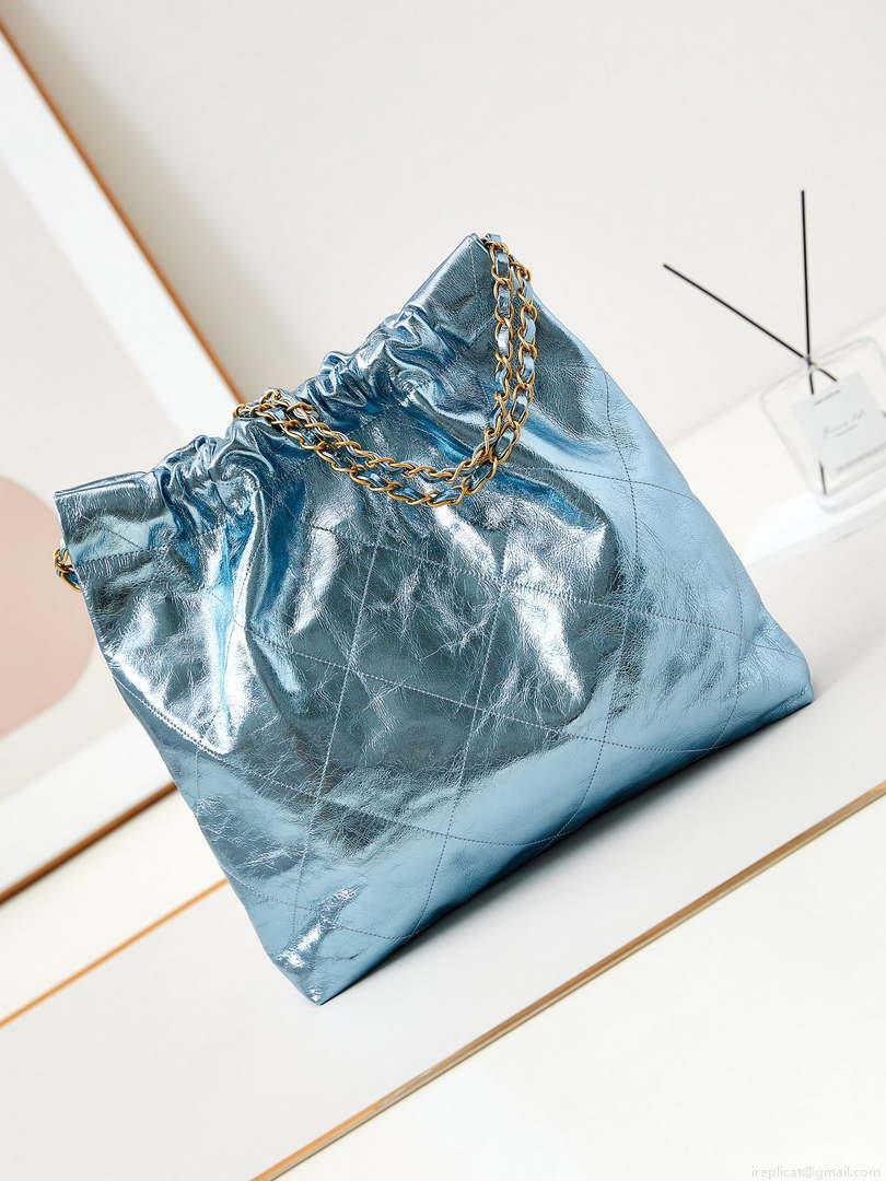 Chanel 22 HandBag Fantasy color Calfskin & Gold-Tone Metal AS3261 Blue
