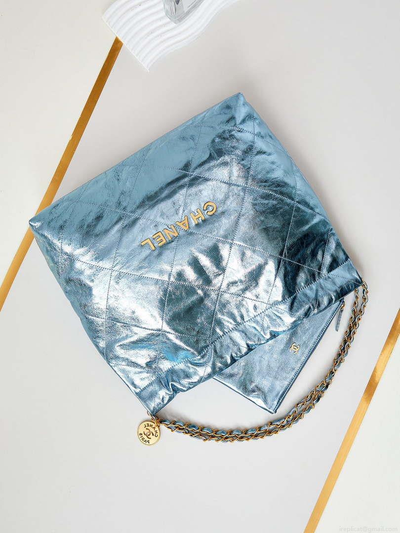 Chanel 22 HandBag Fantasy color Calfskin & Gold-Tone Metal AS3261 Blue