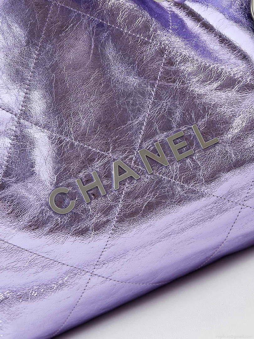 Chanel 22 HandBag Fantasy color Calfskin & Gold-Tone Metal AS3261 Purple