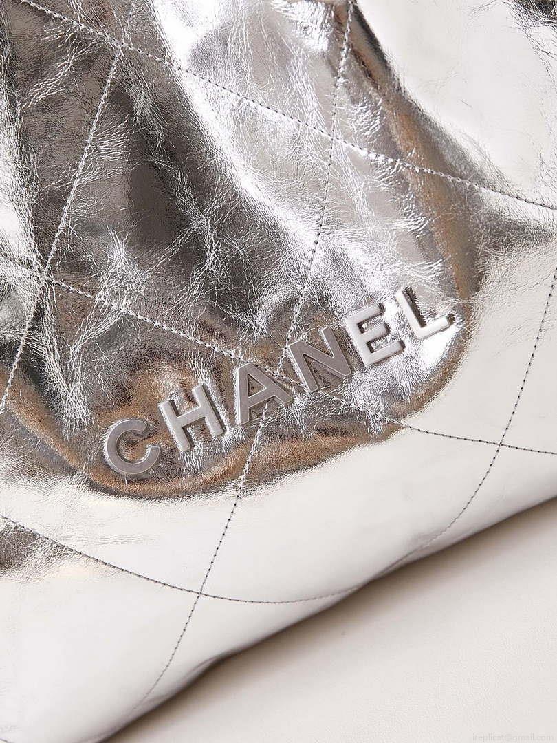 Chanel 22 Handbag Fantasy color Calfskin & Silver-Tone Metal AS3261 Silver