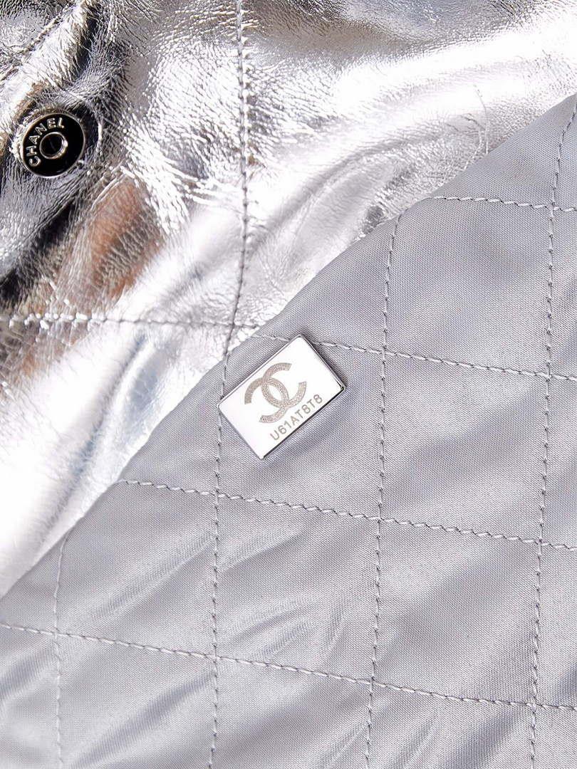 Chanel 22 Handbag Fantasy color Calfskin & Silver-Tone Metal AS3261 Silver