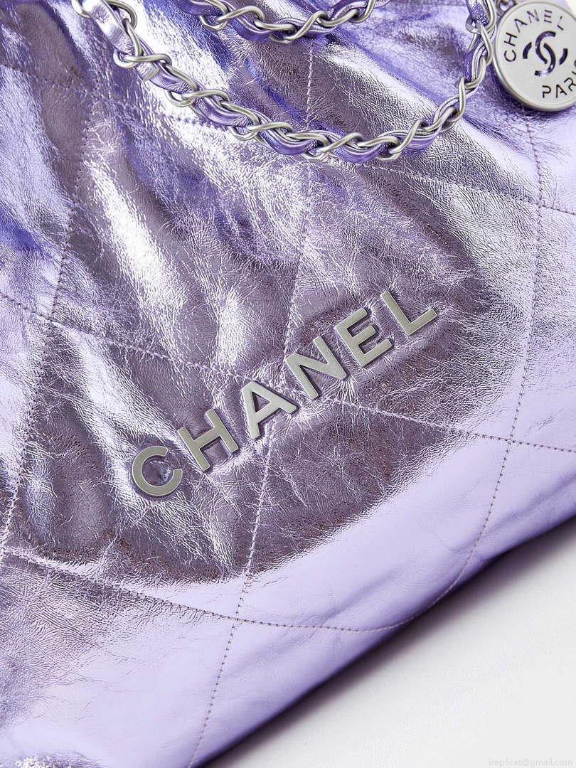 Chanel 22 Small Handbag Fantasy color Calfskin & Gold-Tone Metal AS3260 Purple