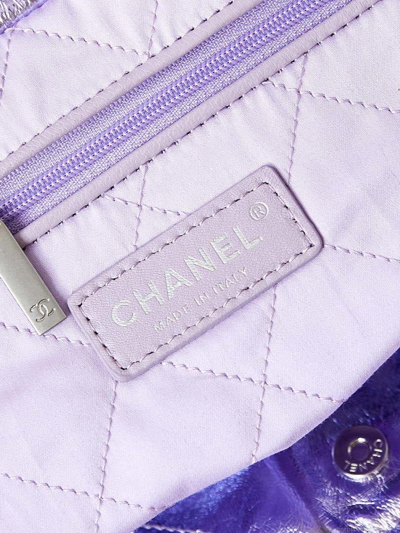 Chanel 22 Small Handbag Fantasy color Calfskin & Gold-Tone Metal AS3260 Purple