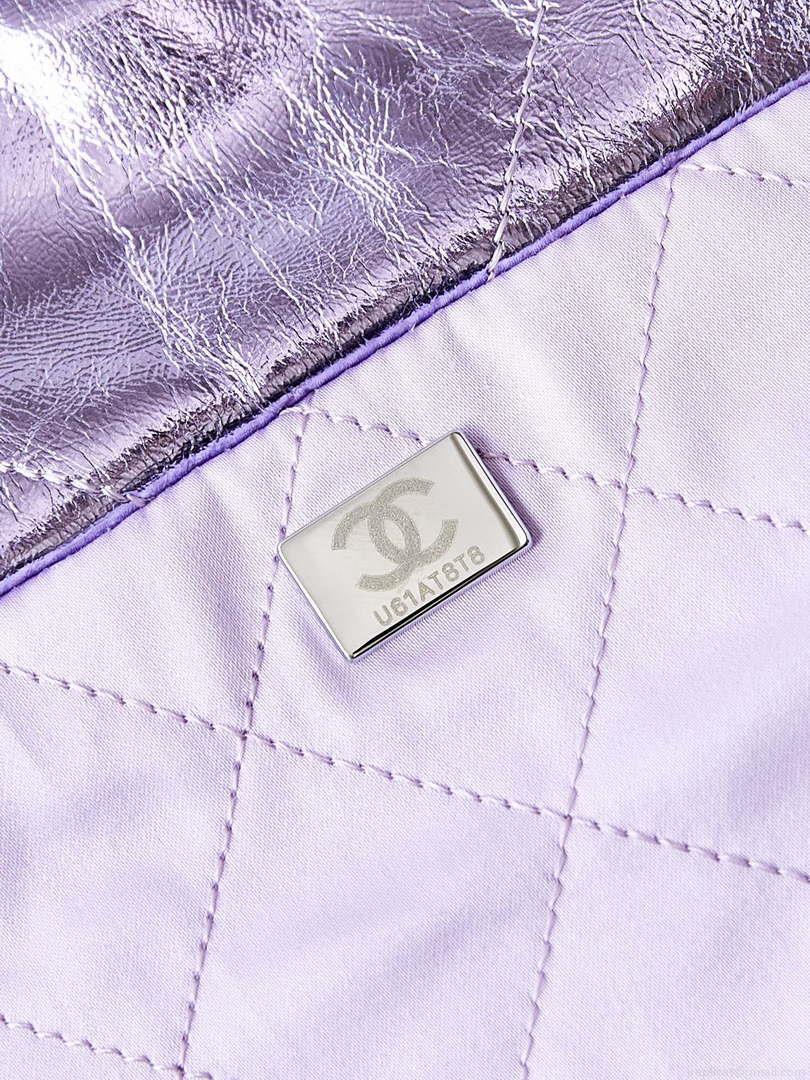 Chanel 22 Small Handbag Fantasy color Calfskin & Gold-Tone Metal AS3260 Purple