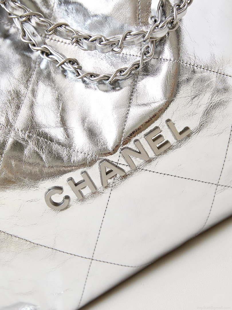 Chanel 22 Small Handbag Fantasy color Calfskin & Silver-Tone Metal AS3260 Silver