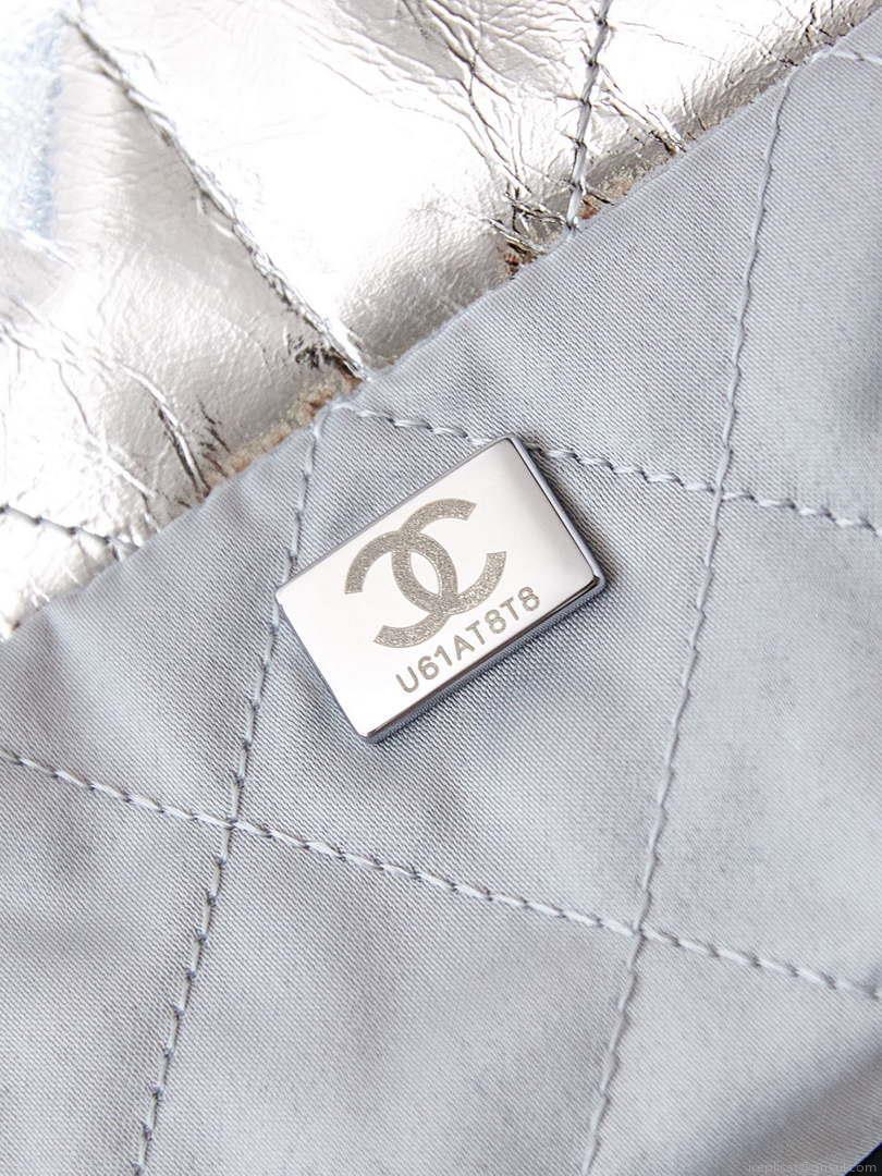 Chanel 22 Small Handbag Fantasy color Calfskin & Silver-Tone Metal AS3260 Silver