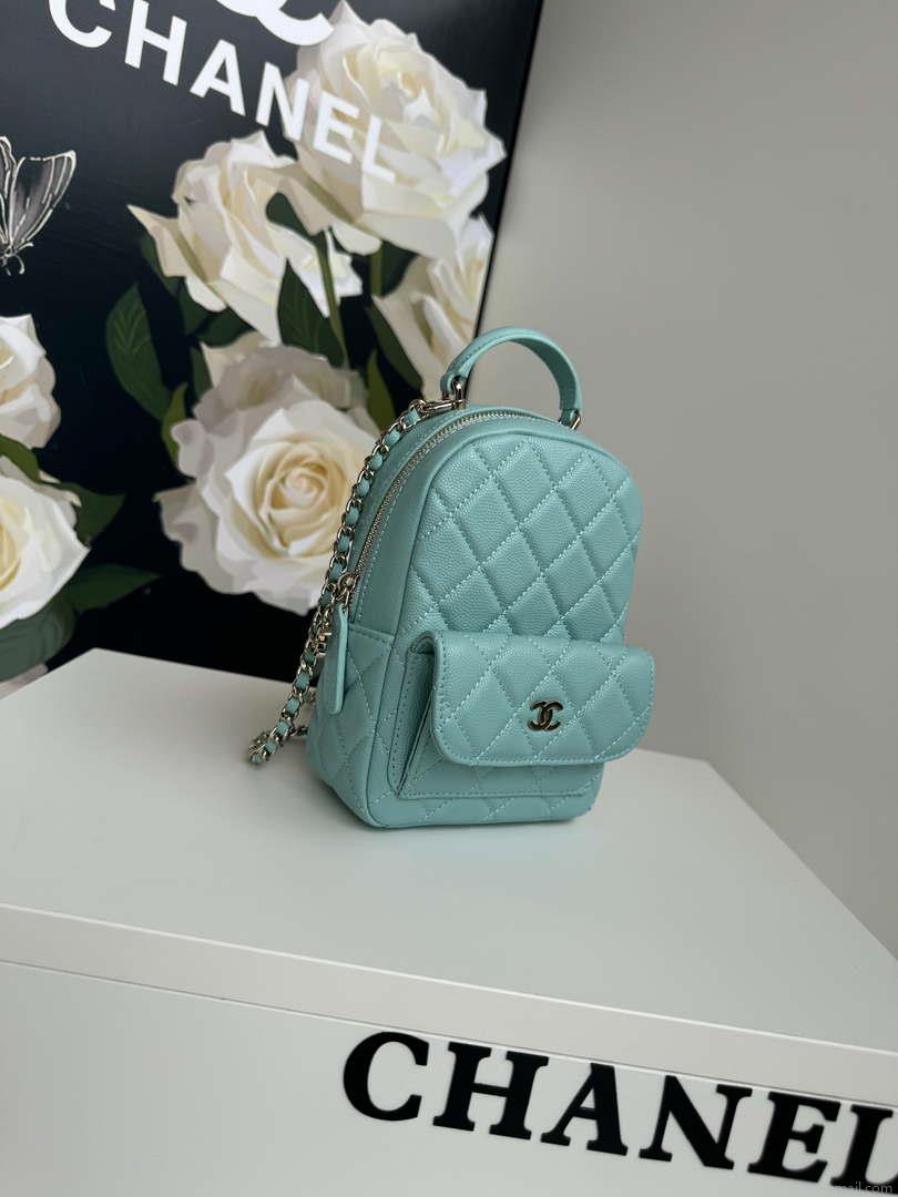 Chanel Ap3753 CLASSIC MINI Backpack Calfskin Lake Blue