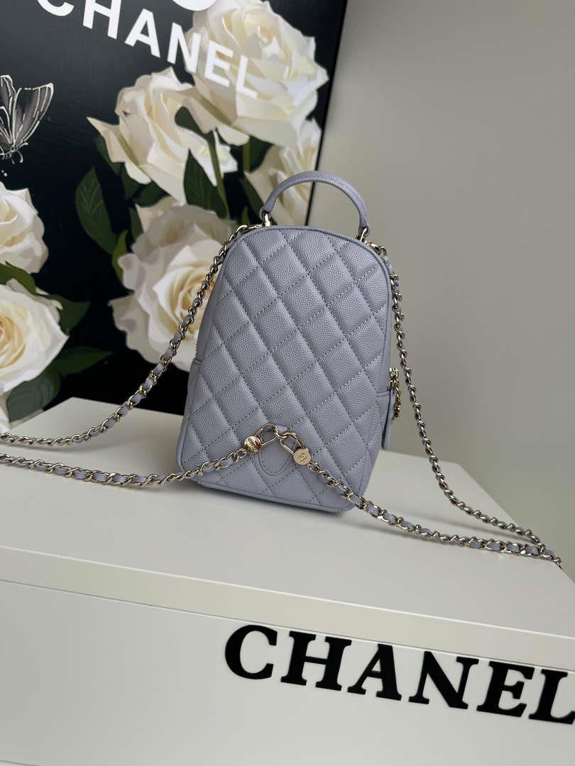 Chanel Ap3753 CLASSIC MINI Backpack Calfskin Gray Purple