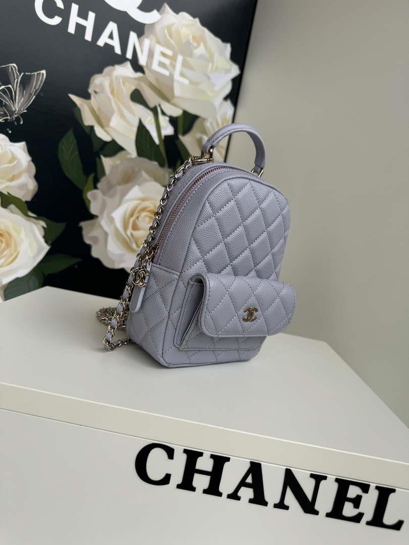 Chanel Ap3753 CLASSIC MINI Backpack Calfskin Gray Purple