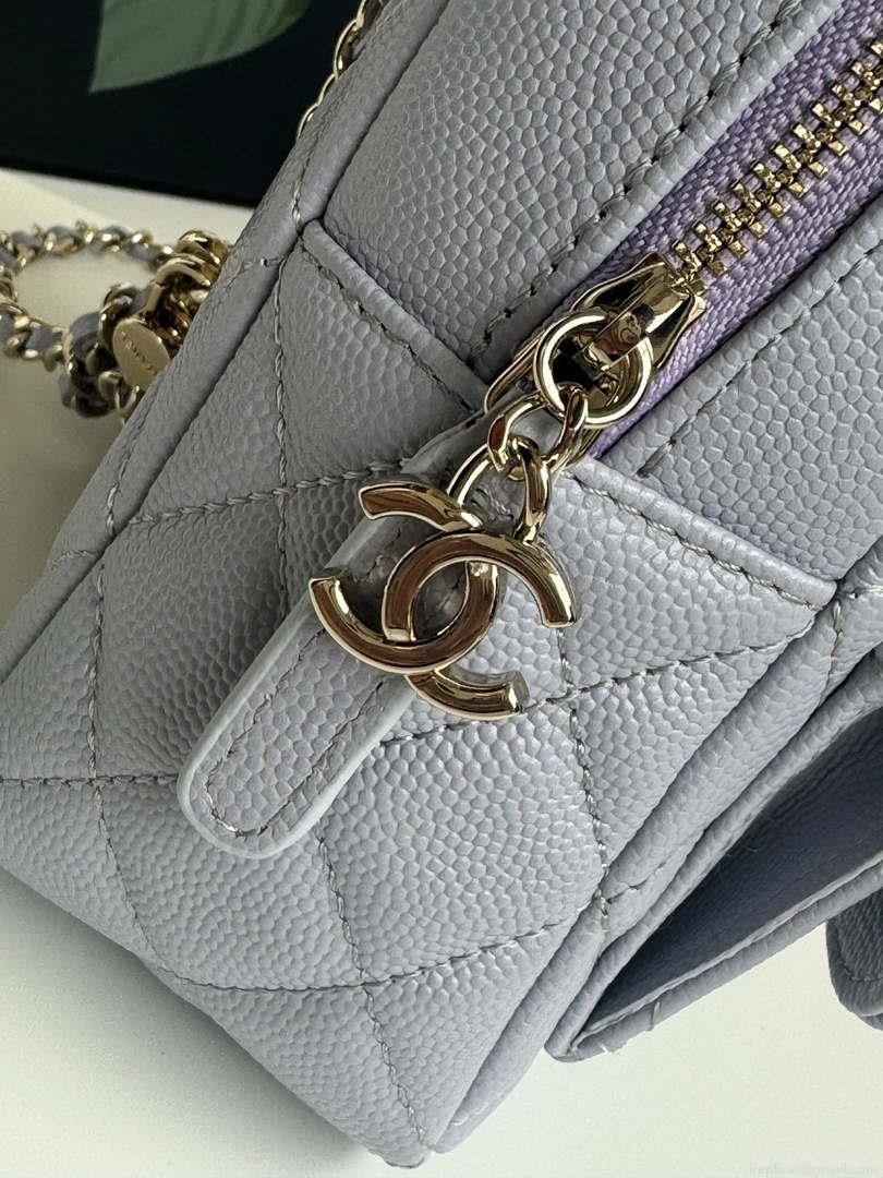 Chanel Ap3753 CLASSIC MINI Backpack Calfskin Gray Purple