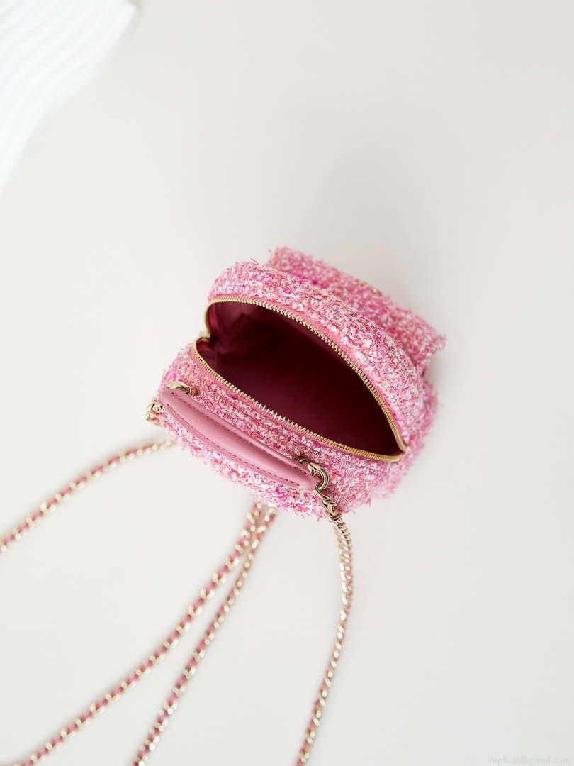 Chanel Ap3753 CLASSIC MINI Backpack Tweed & Gold-Tone Metal Light Pink