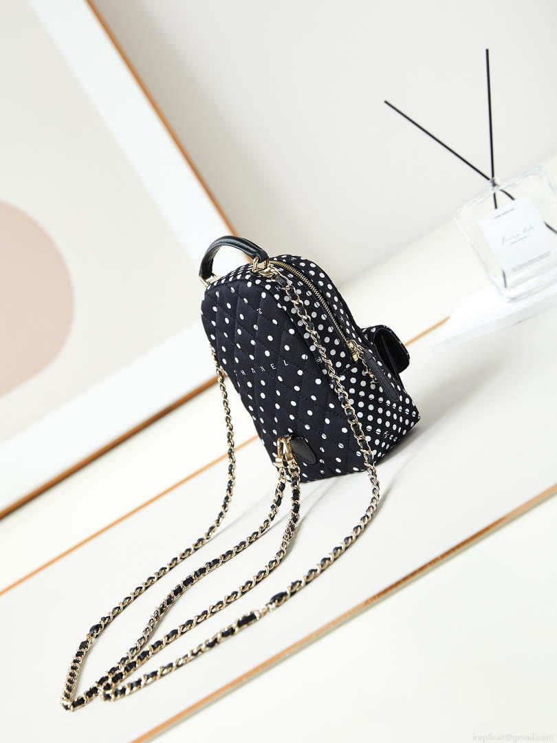 Chanel Ap3753 CLASSIC MINI Backpack Tweed & Gold-Tone Metal Black white