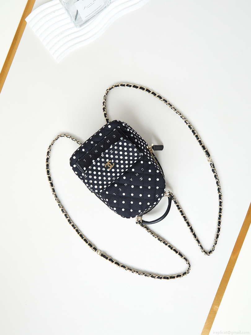 Chanel Ap3753 CLASSIC MINI Backpack Tweed & Gold-Tone Metal Black white