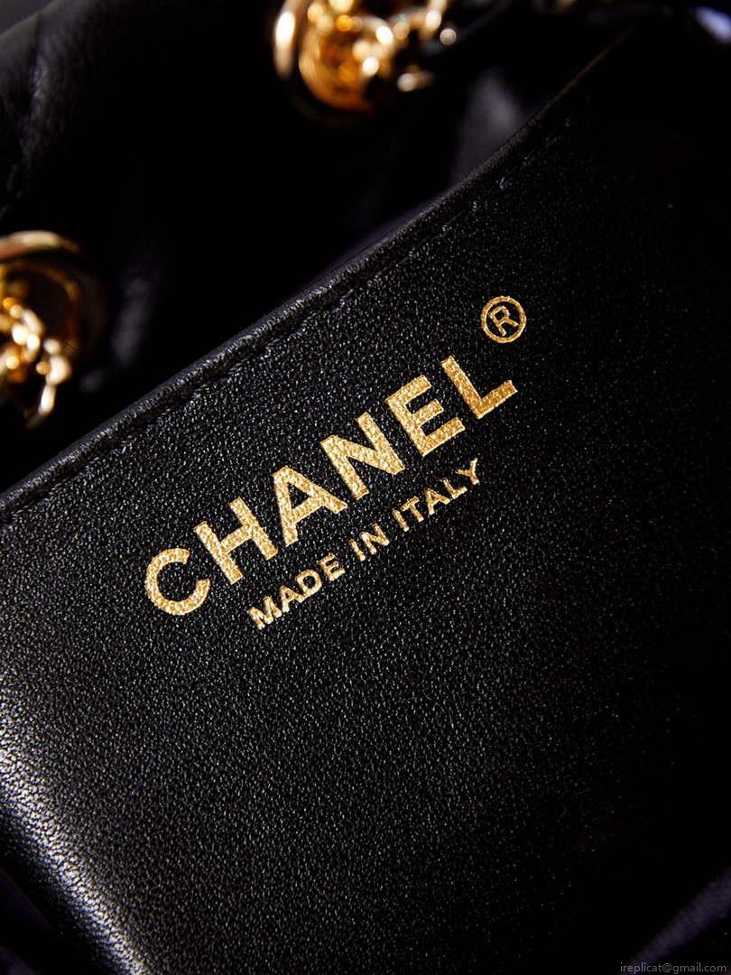 Chanel AS4810 Backpack Shiny Lambskin & Gold-Tone Metal Black